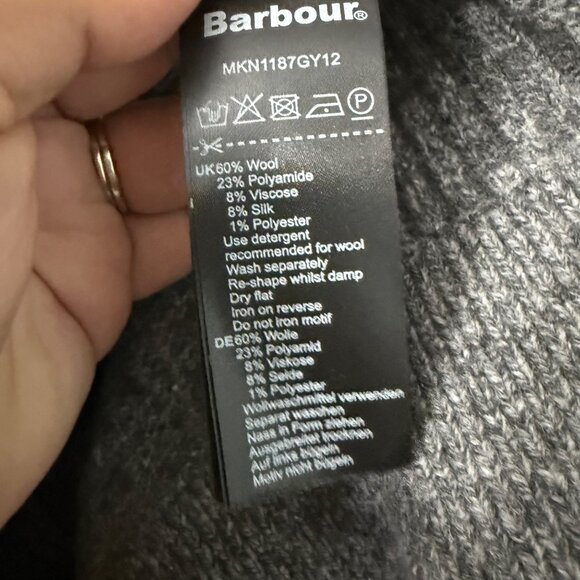 Barbour Heather Gray Mock Neck 1/4 Zip Wool Blend Sweater Mens Size XLarge - Picture 5 of 5